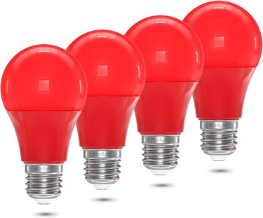 Klarlight 9W E27 Bombillas LED de Colores, 9w, A60/A19, Incandescente, Rojo, E26, 720LM (4 Pack) Lámpara Decorativa para fiestas, escenas, decoraciones interiores